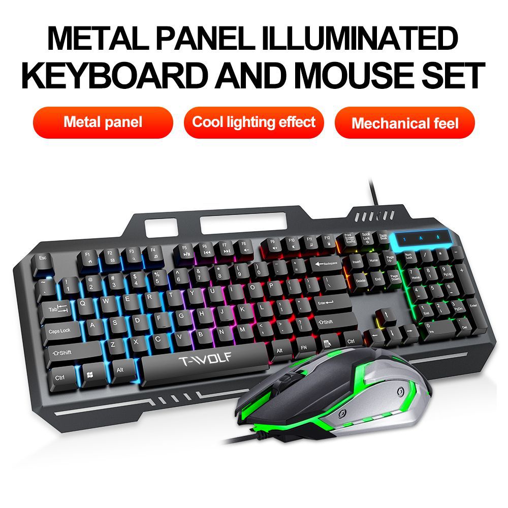 Gaming Keyboard And Mouse For Xbox - T WOLF TF600 Backlit Wired 104-Key