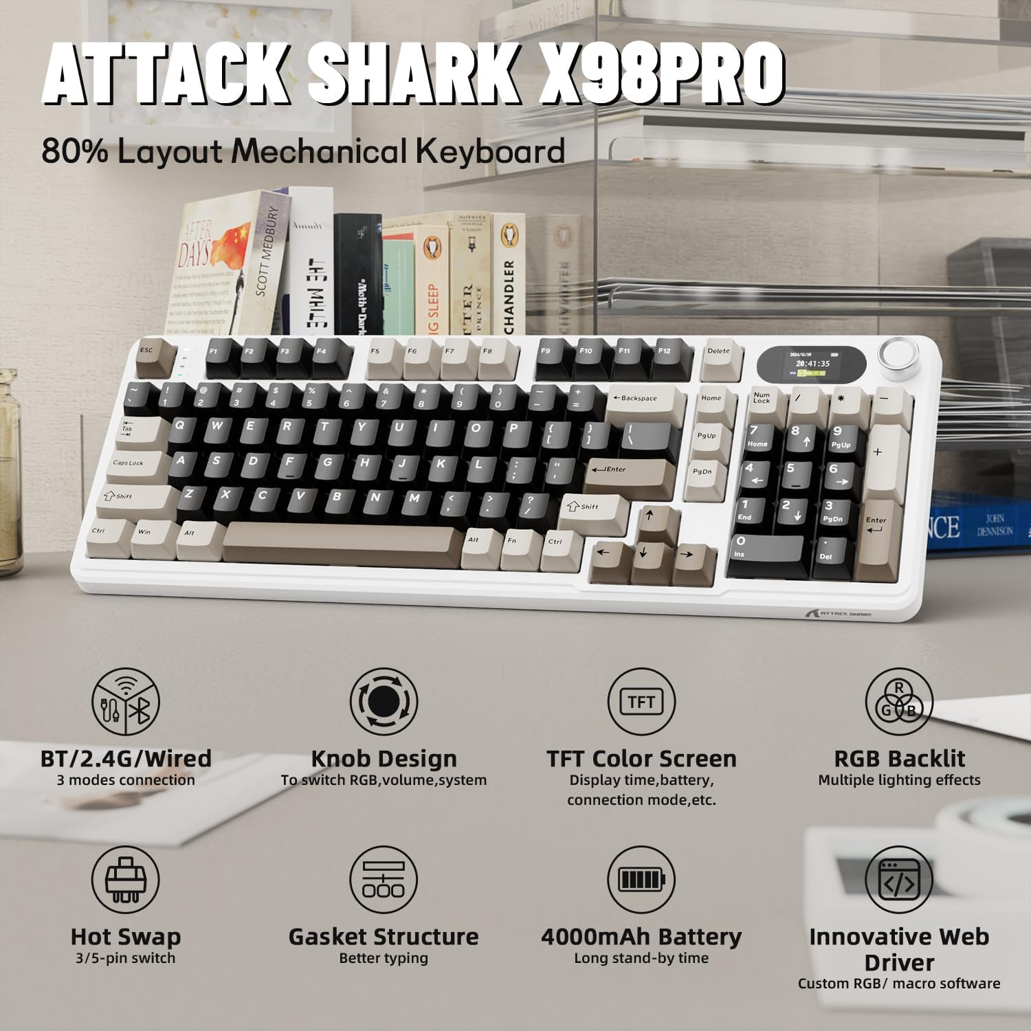 ATTACK SHARK X98Pro Wireless M - Keyboard Gaming Mac ulasan dan harga