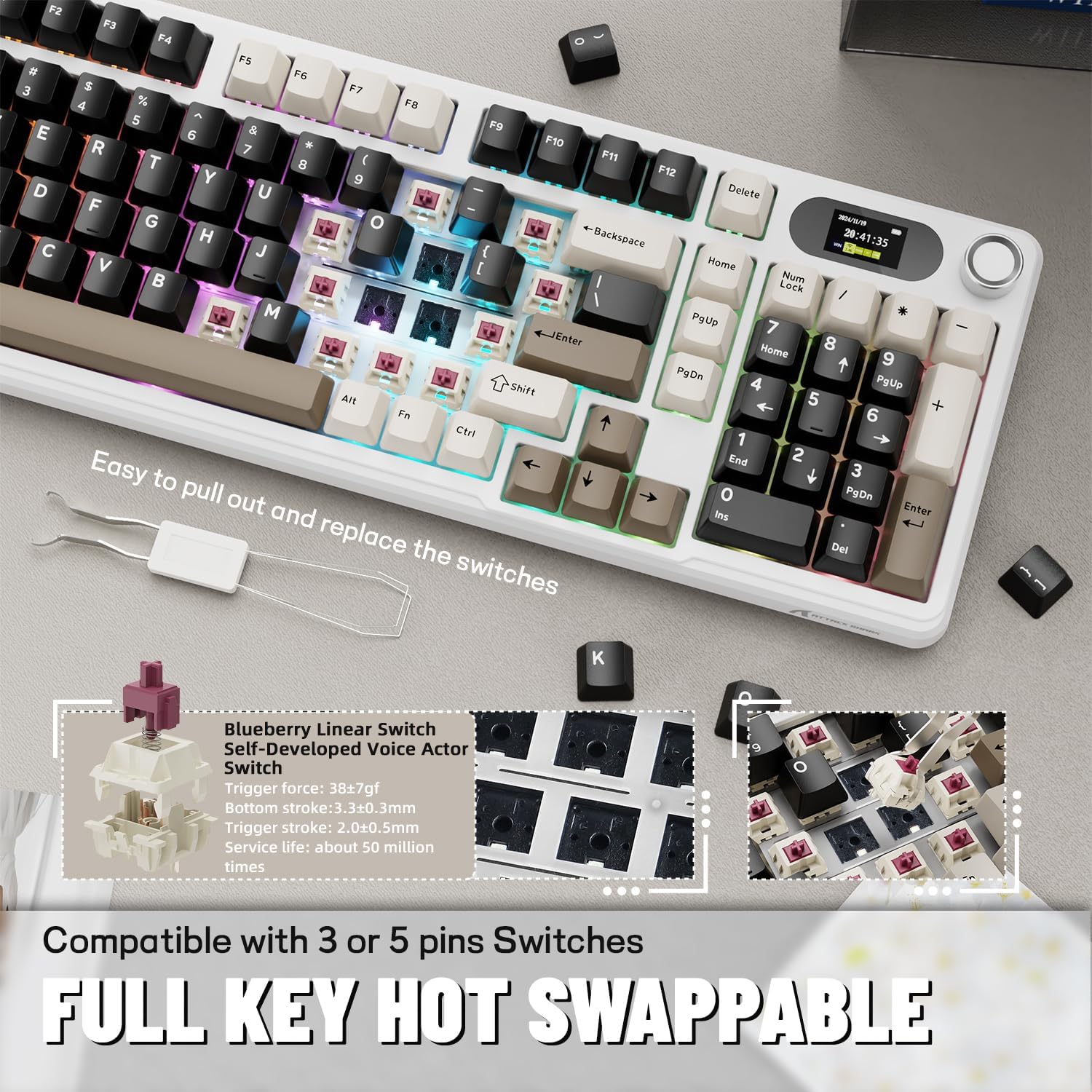 ATTACK SHARK X98Pro Wireless M - Keyboard Gaming Mac ulasan dan harga