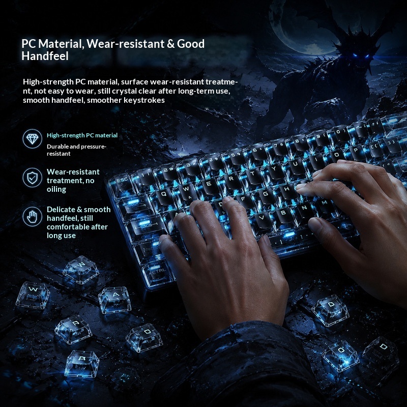 Transparent Backlit Keycaps OE - Keyboard Gaming Black ulasan dan harga