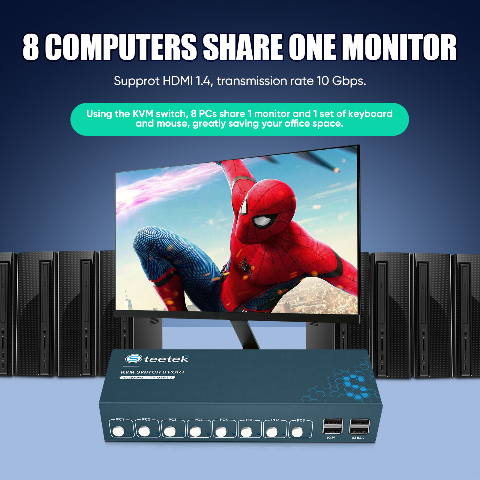 KVM Switch 8 Port HDMI KVM Swi - Gaming Keyboard And Mouse For Xbox ulasan dan harga