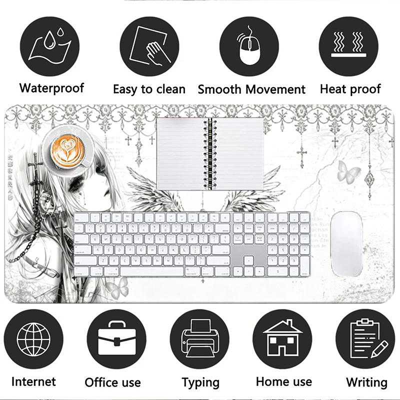 Leather Mousepad Black White A - Keyboard Gaming Black ulasan dan harga